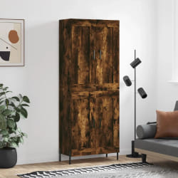 vidaXL Buffet haut Chêne fumé 69,5x34x180 cm Bois d'ingénierie