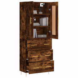 vidaXL Buffet haut Chêne fumé 69,5x34x180 cm Bois d'ingénierie