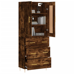 vidaXL Buffet haut Chêne fumé 69,5x34x180 cm Bois d'ingénierie