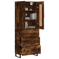 vidaXL Buffet haut Chêne fumé 69,5x34x180 cm Bois d'ingénierie