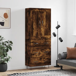 Buffet Haut Chêne Fumé 69,5x34x180 Cm Bois D'Ingénierie Vidaxl