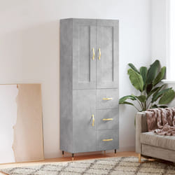 vidaXL Buffet haut Gris béton 69,5x34x180 cm Bois d'ingénierie