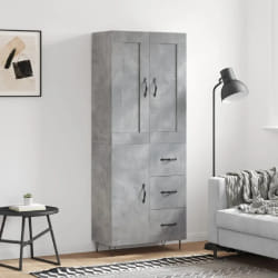 vidaXL Buffet haut gris béton 69,5x34x180 cm