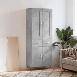 vidaXL Buffet haut Gris béton 69,5x34x180 cm Bois d'ingénierie