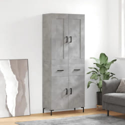 Buffet haut vidaXL Gris Béton - 69.5x34x180 cm