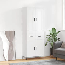 vidaXL Buffet haut Blanc 69,5x34x180 cm Bois d'ingénierie