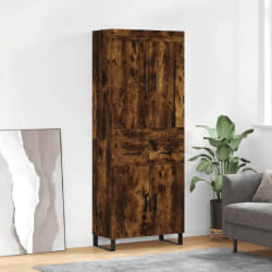 vidaXL Buffet haut Chêne fumé 69,5x34x180 cm Bois d'ingénierie