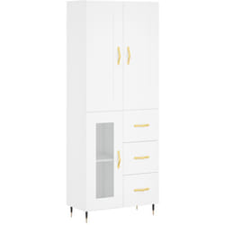 vidaXL Buffet haut Blanc 69,5x34x180 cm Bois d'ingénierie