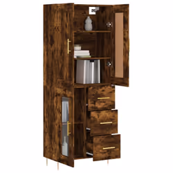 vidaXL Buffet haut Chêne fumé 69,5x34x180 cm Bois d'ingénierie