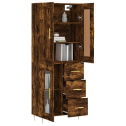 vidaXL Buffet haut Chêne fumé 69,5x34x180 cm Bois d'ingénierie
