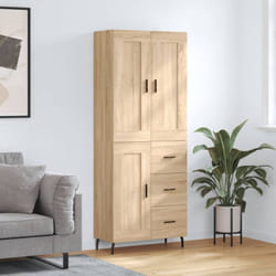Buffet haut Chêne sonoma 69,5x34x180 cm Bois d'ingénierie