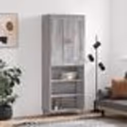 vidaXL Buffet haut Sonoma gris 69,5x34x180 cm Bois d'ingénierie