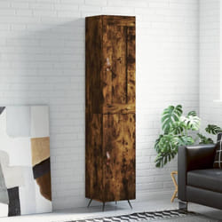 vidaXL Buffet haut Chêne fumé 34,5x34x180 cm Bois d'ingénierie