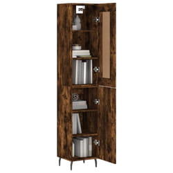 vidaXL Buffet haut Chêne fumé 34,5x34x180 cm Bois d'ingénierie