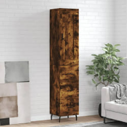 vidaXL Buffet haut Chêne fumé 34,5x34x180 cm Bois d'ingénierie
