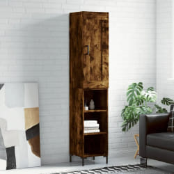vidaXL Buffet haut Chêne fumé 34,5x34x180 cm Bois d'ingénierie