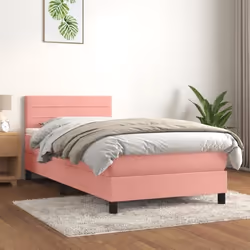 VidaXL Lit à sommier tapissier avec matelas Rose 100x200 cm Velours - Modèle 3141352