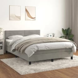vidaXL Sommier à lattes et matelas 140x190 cm - Gris clair Velours
