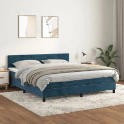 VidaXL Sommier avec matelas velours - Bleu foncé 160x200 cm