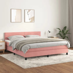 VIDA XL Sommier Rose 160x200 cm Velours