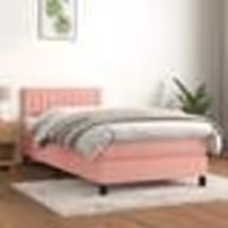vidaXL Sommier à lattes de lit avec matelas Rose 90x190 cm Velours - 90 x 190 cm