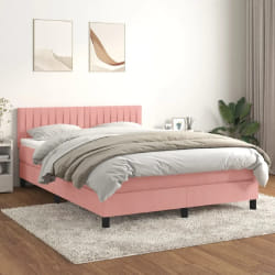 vidaXL Sommier à lattes et matelas rose 140x190 cm
