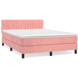 Sommier À Lattes De Lit Avec Matelas Rose 140x200 Cm Velours Vidaxl