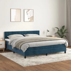 vidaXL Sommier à lattes de lit et matelas Bleu foncé 160x200cm Velours - 160 x 200 cm