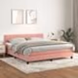 vidaXL Sommier à lattes de lit avec matelas Rose 160x200 cm Velours - 160 x 200 cm