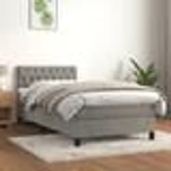 vidaXL Sommier à lattes de lit et matelas Gris clair 90x200 cm Velours - 90 x 200 cm