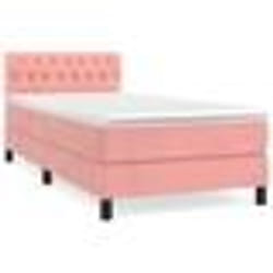vidaXL Sommier à lattes de lit avec matelas Rose 90x200 cm Velours - 90 x 200 cm