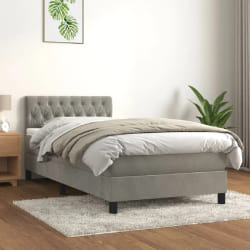 vidaXL Sommier avec matelas Velours Gris clair 100x200 cm