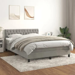 vidaXL Lit avec matelas - Gris clair 140x190cm