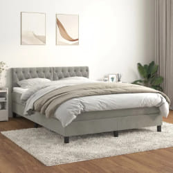 vidaXL Sommier à lattes avec matelas 140x200 cm Gris clair