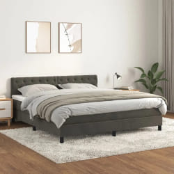vidaXL Sommier en velours - Gris foncé