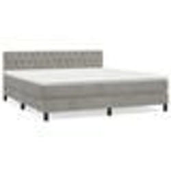 vidaXL Sommier à lattes de lit et matelas Gris clair 180x200cm Velours - 180 x 200 cm