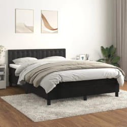 vidaXL Sommier à Lattes de Lit avec Matelas - Noir 140x190 cm Velours