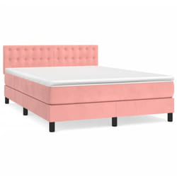Vidaxl - Sommier À Lattes De Lit Avec Matelas Rose 140x200 Cm Velours