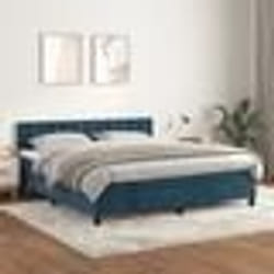 vidaXL Sommier à lattes de lit et matelas Bleu foncé 160x200cm Velours - 160 x 200 cm