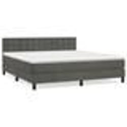 vidaXL Sommier à lattes de lit et matelas Gris foncé 180x200cm Velours - 180 x 200 cm