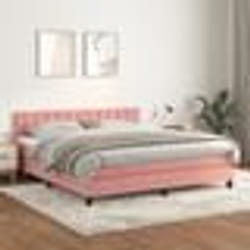 vidaXL Sommier à lattes de lit avec matelas Rose 180x200 cm Velours - 180 x 200 cm