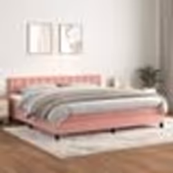 vidaXL Sommier à lattes de lit avec matelas Rose 200x200 cm Velours - 200 x 200 cm