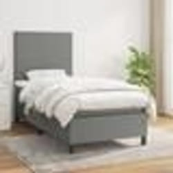 vidaXL Sommier à lattes de lit et matelas Gris foncé 90x190 cm Tissu - 90 x 190 cm