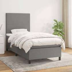 vidaXL Sommier à lattes lit avec matelas 100x200 cm - Gris foncé