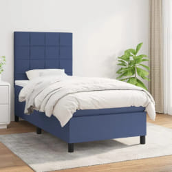 Vidaxl Sommier à Lattes avec Matelas - Bleu 80x200 cm Tissu