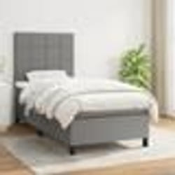 vidaXL Sommier à lattes de lit et matelas Gris foncé 90x190 cm Tissu - 90 x 190 cm