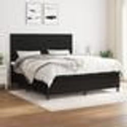 vidaXL Sommier à lattes de lit avec matelas Noir 180x200 cm Tissu - 180 x 200 cm