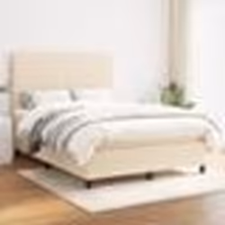 vidaXL Sommier à lattes de lit avec matelas Crème 140x190 cm Tissu - 140 x 190 cm