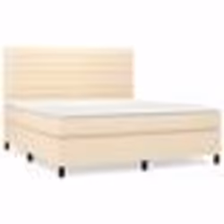 vidaXL Sommier à lattes de lit avec matelas Crème 160x200 cm Tissu - 160 x 200 cm