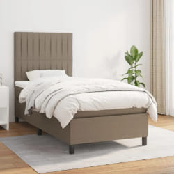vidaXL Sommier à lattes de lit avec matelas - Taupe 100x200 cm